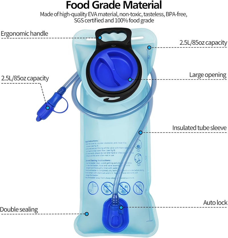 Mdvora 1.5L/2L/2.5L/3L Hydration Bladder, Large Opening Water Storage Bladder Bag, for Cycling Hiking Camping - Image 4